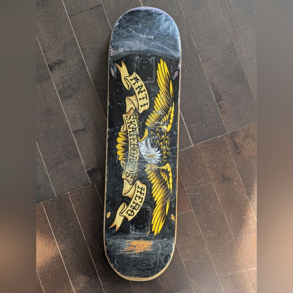 Yellow and Black Bird Skateboard Deck